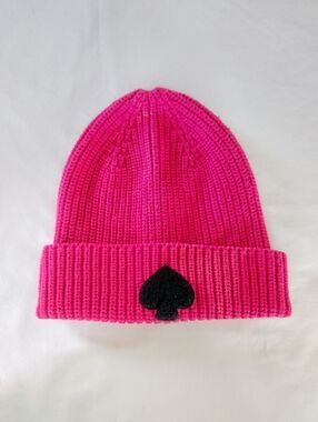 Kate Spade New York Hot Pink Knit Toque Hat Beanie Flocked Spade  ❄️